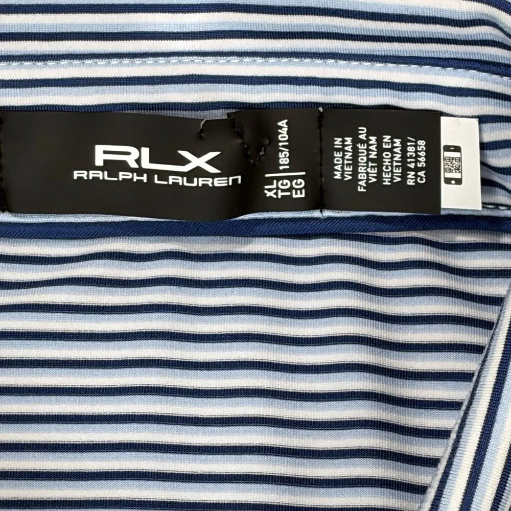 RLX‎ Ralph Lauren Golf Polo Shirt Butler National Performance Blue Striped XL